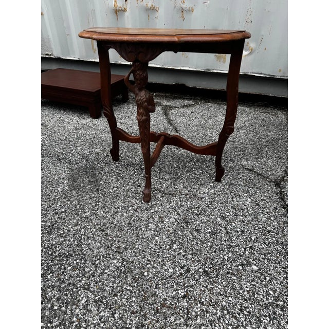 French Early 20th Century Turn of the Century Figural Louis XV Style Demilune Table For Sale - Image 3 of 6