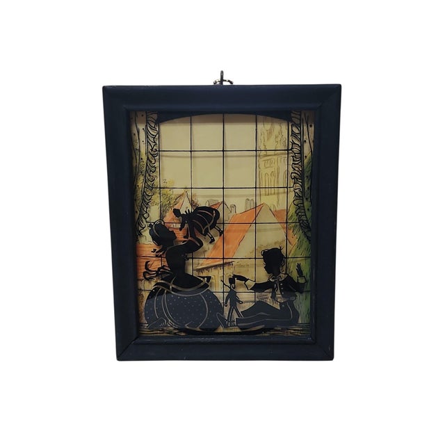1930s Quintet of Reverse Painted Glass Silhouettes For Sale - Image 4 of 11