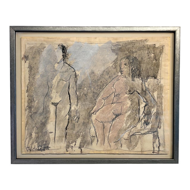 Two Female Nudes Expressionist Painting "Conversation" Robert Colescott, 1959 Smith Tower Gallery For Sale