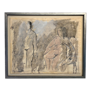 Two Female Nudes Expressionist Painting "Conversation" Robert Colescott, 1959 Smith Tower Gallery