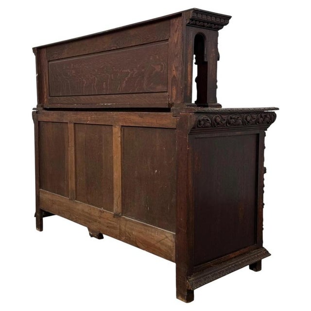 Brown Antique 19th Century Victorian Carved Oak Sideboard For Sale - Image 8 of 13