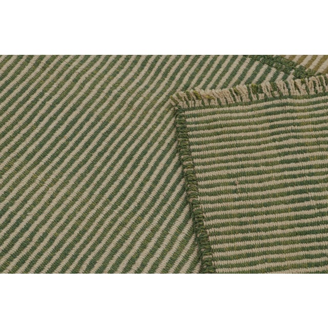 Textile Rug & Kilim’s Modern Kilim in Beige & Green Stripes For Sale - Image 7 of 7