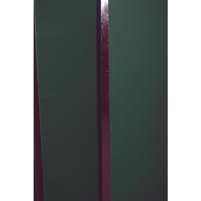 1950s Wooden Folding Screen with Green Fabric Panels, 1950 For Sale - Image 5 of 8