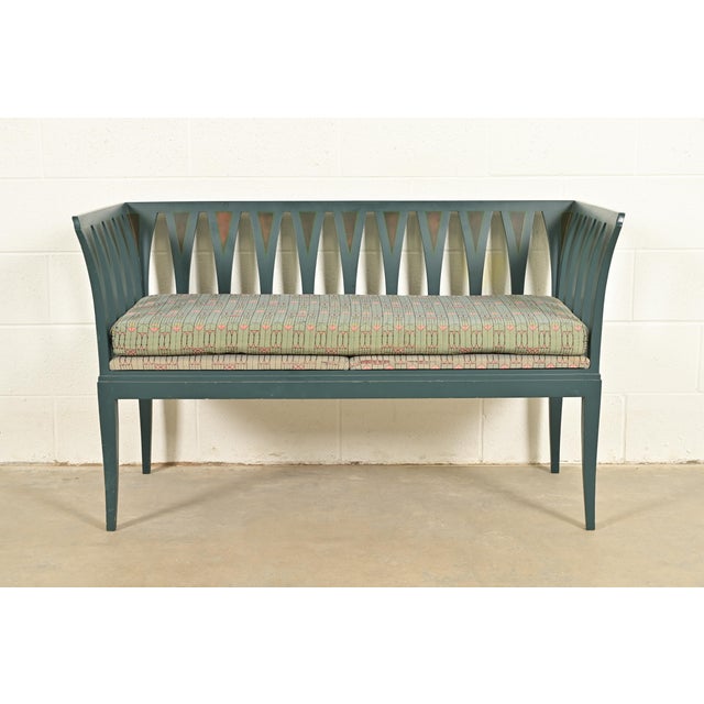 Eliel Saarinen Cranbrook "The Blue Settee" Art Nouveau Settle Sofa or Bench For Sale - Image 12 of 12
