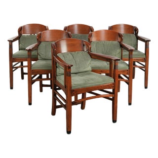 Art Nouveau Jugendstil Dining Chairs with Suede Upholstery from Schuitema, Set of 6 For Sale