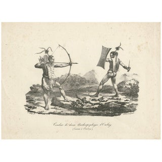 John Webber, Battle in Owhyhee (Hawaii), Combat of Two Anthropophages, 1785, Engraving For Sale