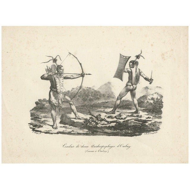 John Webber, Battle in Owhyhee (Hawaii), Combat of Two Anthropophages, 1785, Engraving For Sale
