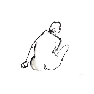 Contemporary Modern Nude Ink Drawing by Martha Holden.. For Sale