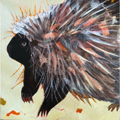 “A Thorny Fellow” a Porcupine Painting by LWren Walraven For Sale