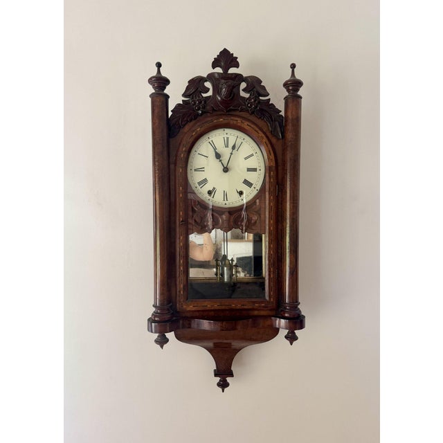 Walnut Drop Dial Wall Clock, 1860 For Sale - Image 9 of 9