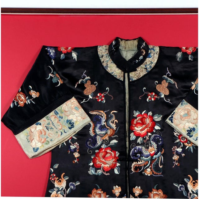 19th Century Large Framed Stunning Antique Chinese Embroidered Robe Qing Dynasty For Sale - Image 5 of 12