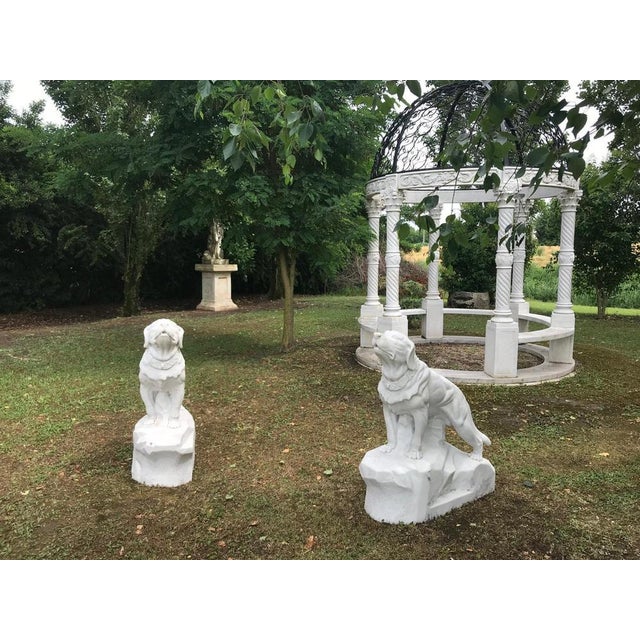 Italian Artist, Large Dog Sculptures, 1980, White Marble, Set of 2 For Sale - Image 3 of 9