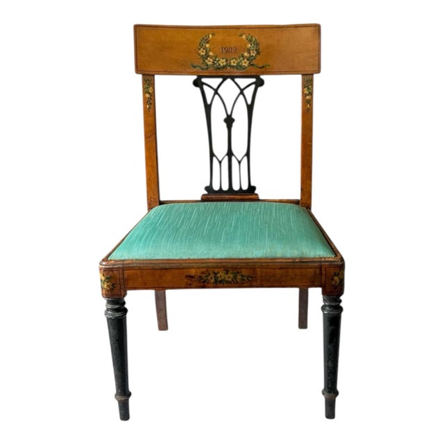 Antique English Edwardian Neo-Classical Painted Satinwood Child’s Chair For Sale In Atlanta - Image 6 of 7