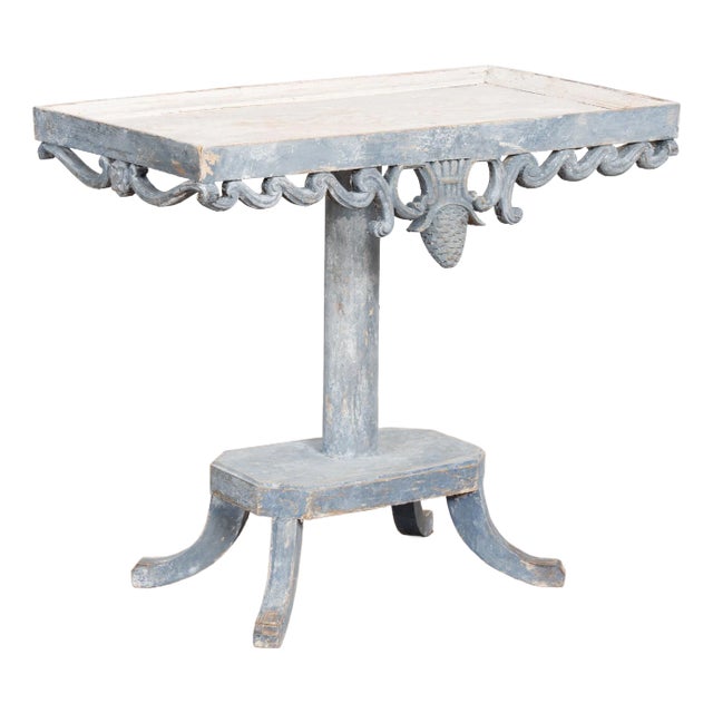 19th Century Swedish Blue Pedestal Side Table For Sale