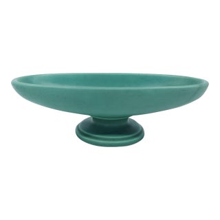 Vintage Royal Haeger Pottery Green Oval Pedestal Planter Dish For Sale