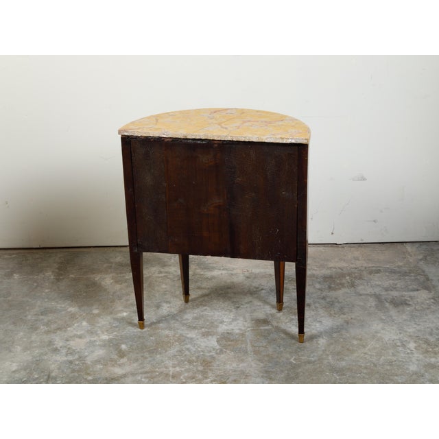 Italian Neoclassical 18th Century Walnut Demilune Cabinet with Marquetry Décor For Sale - Image 10 of 12