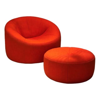 Set of Lounge Chair and Ottoman by Pierre Paulin, 1970s For Sale