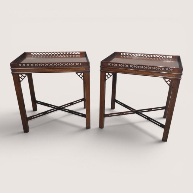Chippendale Mahogany Side Lamp Tables, 1910, Set of 2 For Sale - Image 11 of 11
