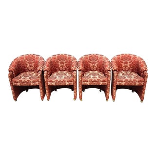 Dining Game Chairs Rolling Damask Silk Set of 4 For Sale