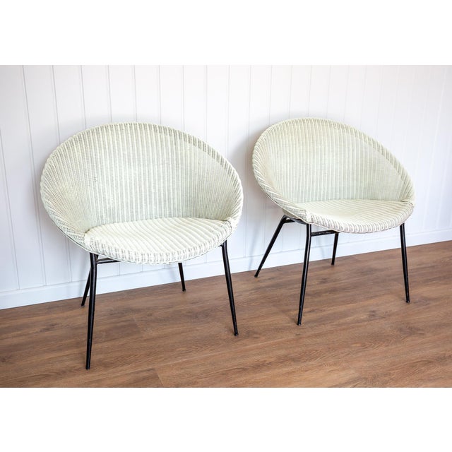 Mid-Century Modern Bauhaus Satellite Cocktail Lounge Chairs in Wicker and Steel by Lloyd Loom for Lusty, 1950s, Set of 2 For Sale - Image 11 of 18