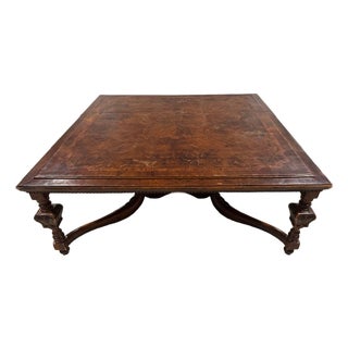 19th Century French/Italian Burled Walnut Inlaid Coffee Table For Sale