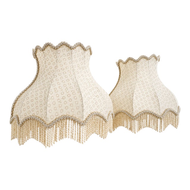 1960s Swedish Wall Sconces With Fringed Floral Fabric Shades, Hollywood Regency - a Pair For Sale