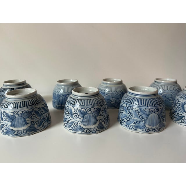 Antique Japanese Blue and White Teacups - Set/Collection of 12 - For Sale - Image 4 of 18