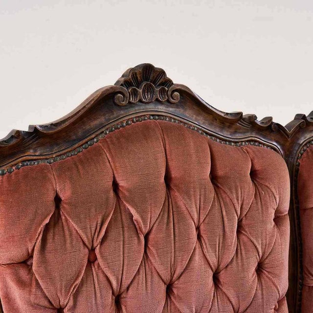 Vintage Sofa in Carved Wood and Velvet For Sale - Image 4 of 9