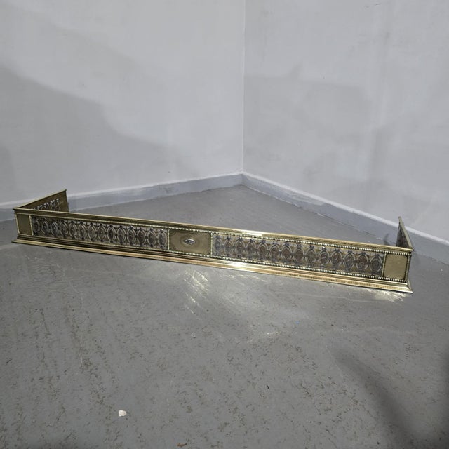 A wonderful rare 18th Century Georgian antique brass and cut steel fender of large proportions, in very good overall...