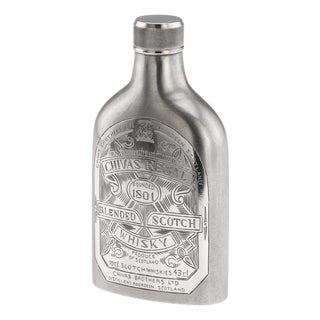 20th Century Modern Novelty Silver Whisky Bottle in the style of Chivas Regal For Sale