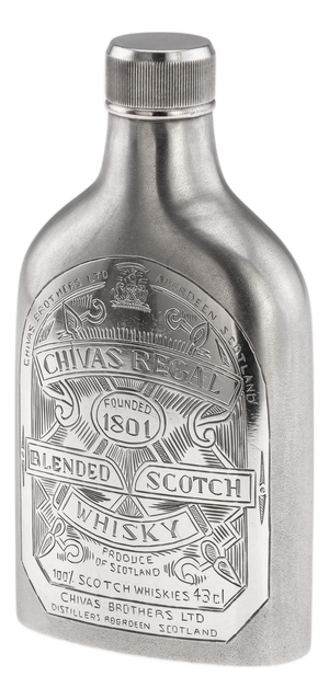 20th Century Modern Novelty Silver Whisky Bottle in the style of Chivas Regal