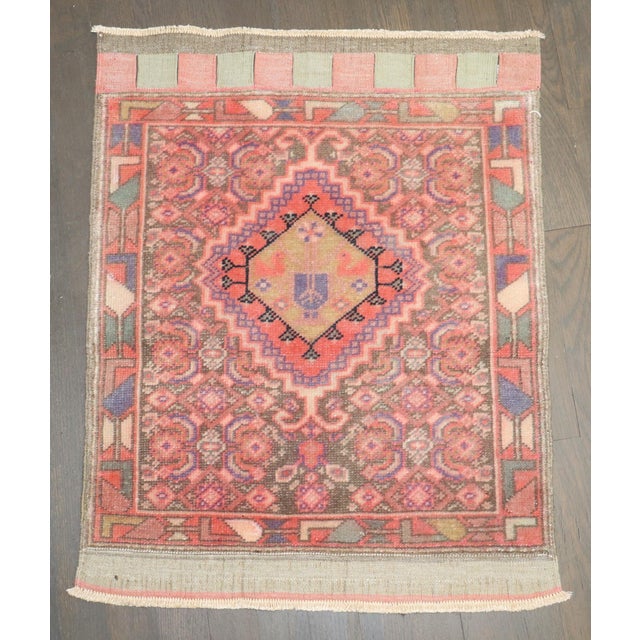 Pair of Pink Vintage Mini 20th Century Rugs For Sale In New York - Image 6 of 8