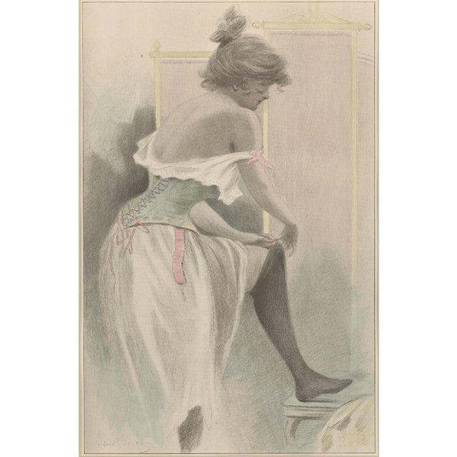 RARE FIND! This lithograph is from an unbound album which dates to 1899 and comes from the series of “Autour d’Elles”...