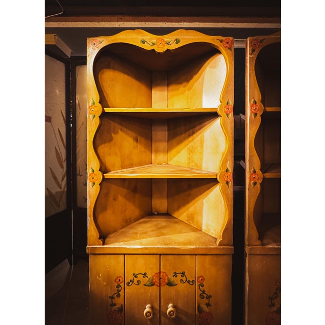 1930s Monterey Tall Corner Hutch Cabinets, Signed, A Pair For Sale - Image 9 of 17