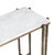 Beautiful white marble top console table. Hand hammered iron frame / legs with antiqued brass finish. Unique design with X...