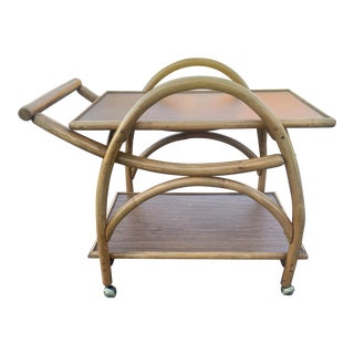 1960s Mid Century Tiki Rattan Bar Cart For Sale