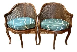 Pair Antique French Cane Corner Chairs