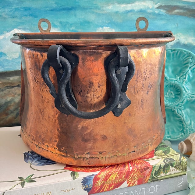 Rediscover the art of elegant storage with this Vintage Copper Bin with Forged Iron Handle. Its timeless design brings a...