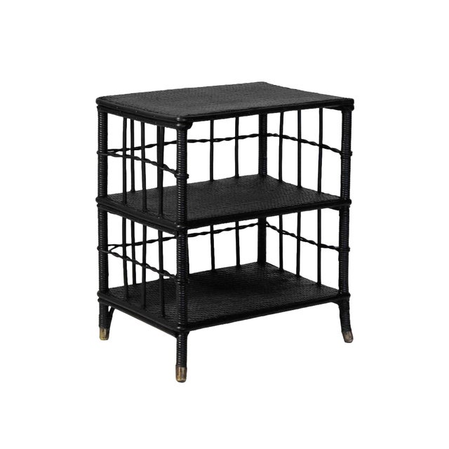 Black Wicker Shelf Side Table• Vintage For Sale - Image 8 of 9