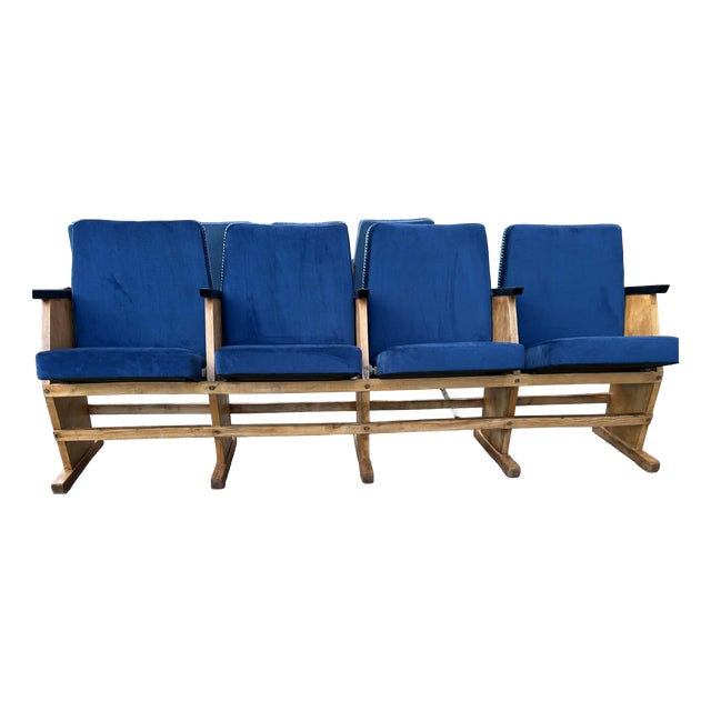 Mid-Century Modern Hungarian Cinema Four-Seater Bench, 1950s For Sale