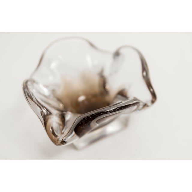 Square Clear and Brown Murano Glass Ashtray, 1960s For Sale - Image 9 of 13