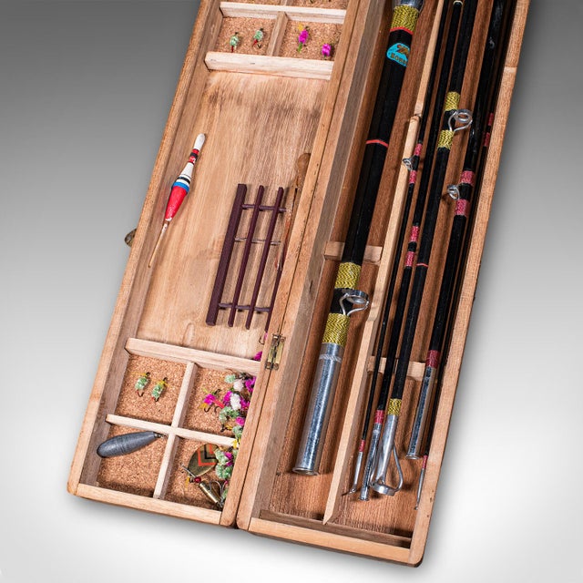 Vintage Cased Fishing Rod Set, Japanese, Cased, 8ft, 6ft, Mid Century, Pigeon For Sale - Image 10 of 12
