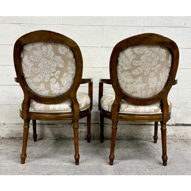 Vintage Dongguan French Louis XVI Style Armchairs or Bergere Chairs - Pair For Sale - Image 11 of 12