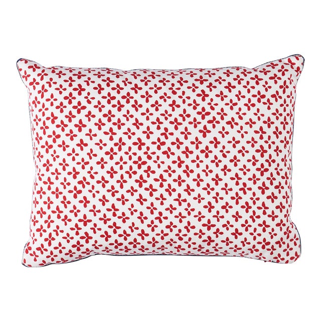 Schumacher Emerson 18" Lumbar Pillow in Red For Sale