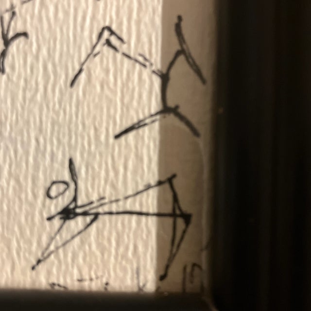 Abstract 1960’s Original Robert Cooke Small Abstract Ink Drawing Distressed Finish Frame Signed For Sale - Image 3 of 4