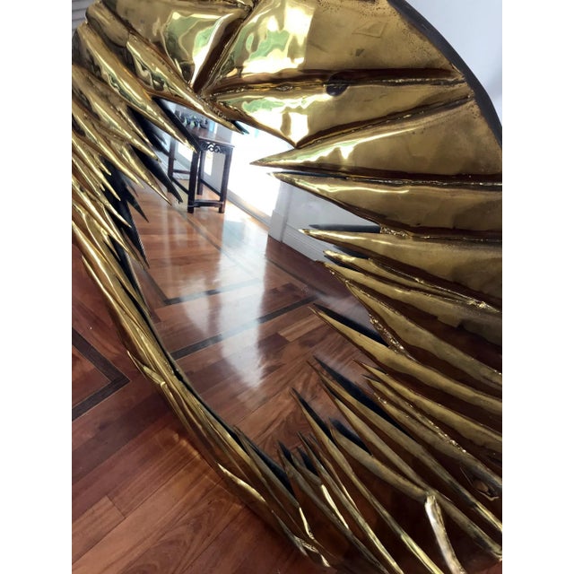 Metal French Brass Artisanal Mirror by Alain Chevert For Sale - Image 7 of 10