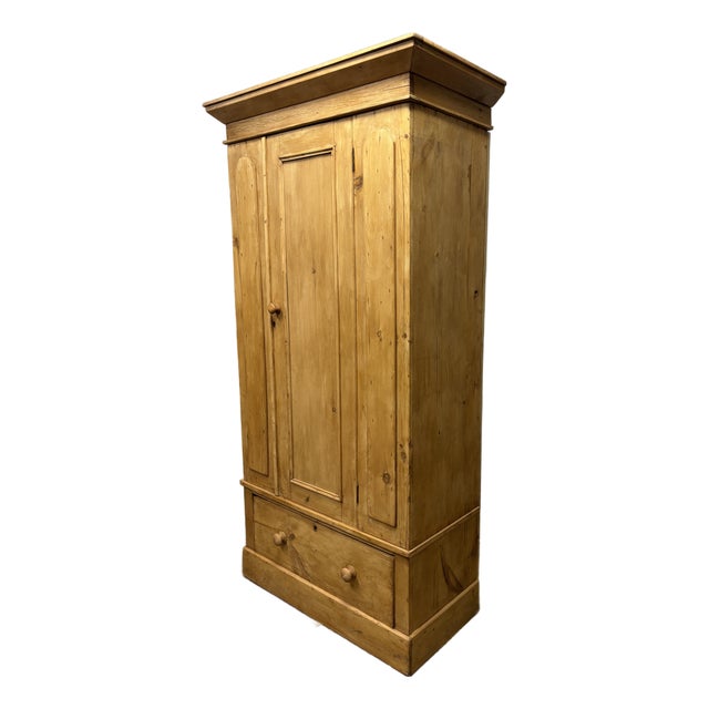 19th Century English Pine Single Door Wardrobe For Sale