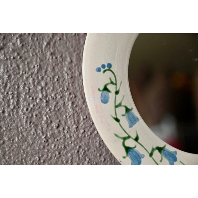 Round Bohemian Ceramic Wall Mirror, 1960s For Sale - Image 3 of 5