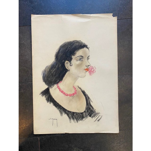 José Parra, La Rose, 1970, Oil Stick on Paper, in Very Good conditions. This piece has an attribution mark, I am sure that...