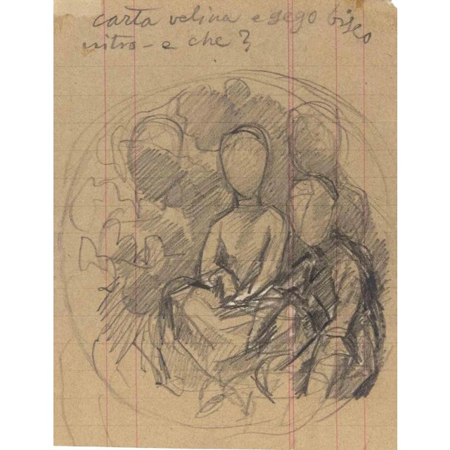 Luigi Galli, Figures, Pencil Drawing, Late 19th Century For Sale